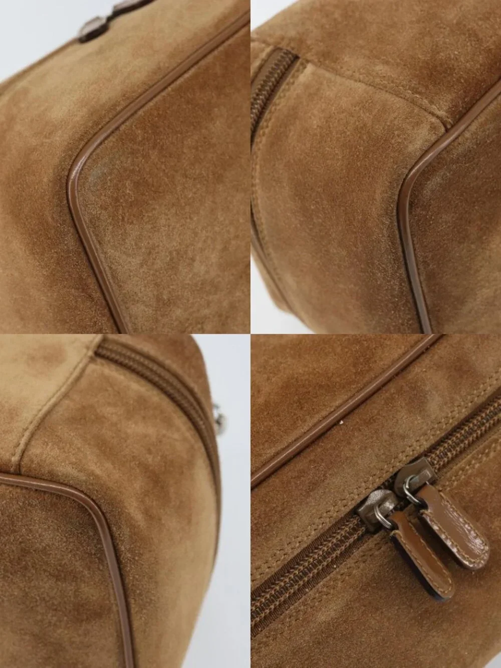 GUCCI Vanity Cosmetic Pouch Suede Brown Silver 032 1705 0140 Auth bs33363
